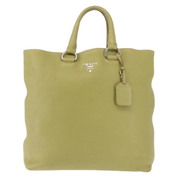 PRADA Hand Bag Leather Green Gold Auth bs29596 - 0