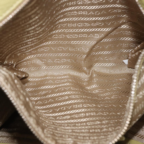 PRADA Hand Bag Leather Green Gold Auth bs29596