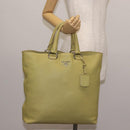 PRADA Hand Bag Leather Green Gold Auth bs29596-23