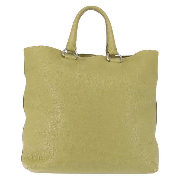 PRADA Hand Bag Leather Green Gold Auth bs29596