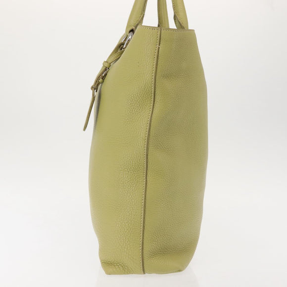 PRADA Hand Bag Leather Green Gold Auth bs29596