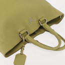 PRADA Hand Bag Leather Green Gold Auth bs29596-7