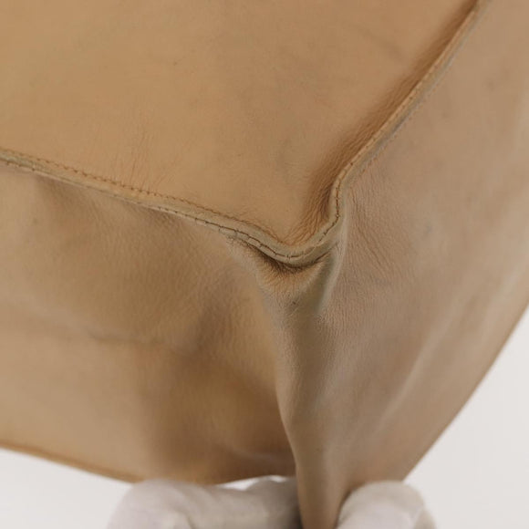 CHANEL COCO Mark Chain Tote Bag Lamb Skin Beige Gold CC Auth bs29597