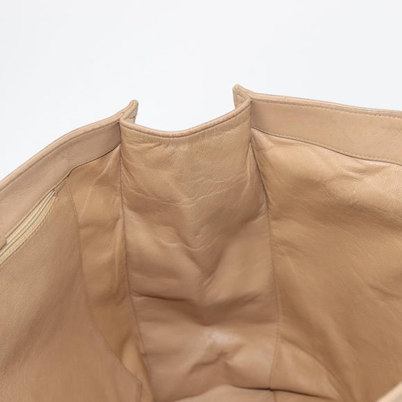 CHANEL COCO Mark Chain Tote Bag Lamb Skin Beige Gold CC Auth bs29597