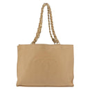 CHANEL COCO Mark Chain Tote Bag Lamb Skin Beige Gold CC Auth bs29597-13