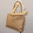 CHANEL COCO Mark Chain Tote Bag Lamb Skin Beige Gold CC Auth bs29597-22