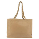 CHANEL COCO Mark Chain Tote Bag Lamb Skin Beige Gold CC Auth bs29597-2
