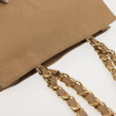 CHANEL COCO Mark Chain Tote Bag Lamb Skin Beige Gold CC Auth bs29597-7