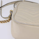 GUCCI GG Marmont Shoulder Bag Leather White Gold 447632 Auth bs29614-9