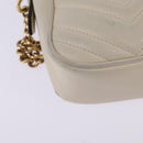 GUCCI GG Marmont Shoulder Bag Leather White Gold 447632 Auth bs29614-15