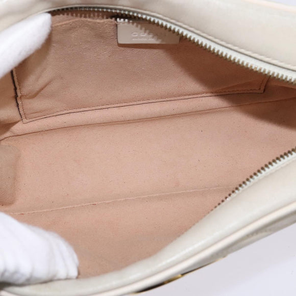 GUCCI GG Marmont Shoulder Bag Leather White Gold 447632 Auth bs29614