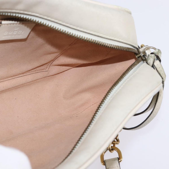 GUCCI GG Marmont Shoulder Bag Leather White Gold 447632 Auth bs29614