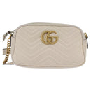 GUCCI GG Marmont Shoulder Bag Leather White Gold 447632 Auth bs29614-13