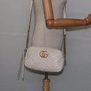 GUCCI GG Marmont Shoulder Bag Leather White Gold 447632 Auth bs29614-21