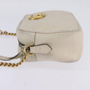 GUCCI GG Marmont Shoulder Bag Leather White Gold 447632 Auth bs29614-3