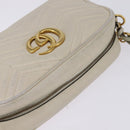 GUCCI GG Marmont Shoulder Bag Leather White Gold 447632 Auth bs29614-6