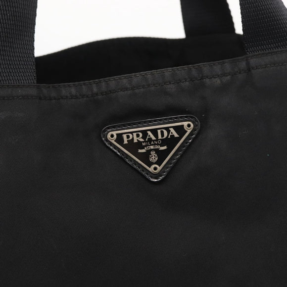 PRADA Tote Bag Nylon Black Silver Auth bs29615