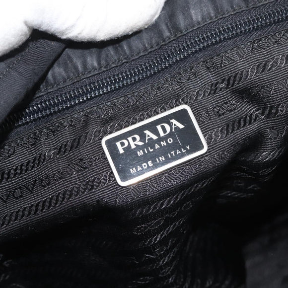 PRADA Tote Bag Nylon Black Silver Auth bs29615