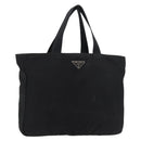 PRADA Tote Bag Nylon Black Silver Auth bs29615-1