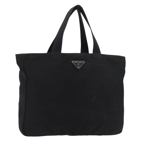 PRADA Tote Bag Nylon Black Silver Auth bs29615