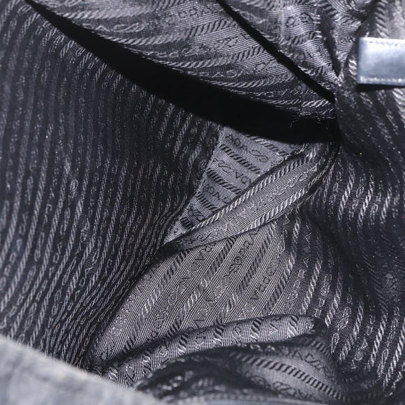 PRADA Tote Bag Nylon Black Silver Auth bs29615