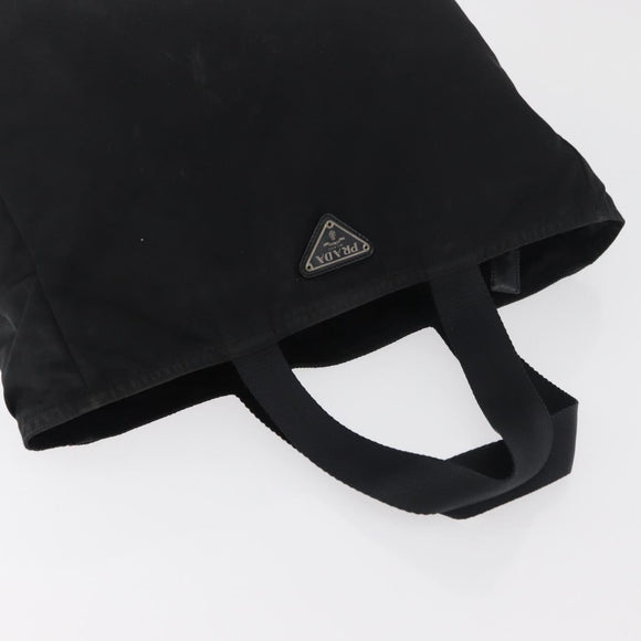 PRADA Tote Bag Nylon Black Silver Auth bs29615