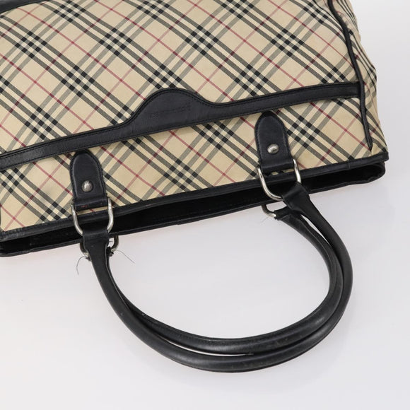 BURBERRY Nova Check Tote Bag Canvas 4Set Beige Auth bs29616