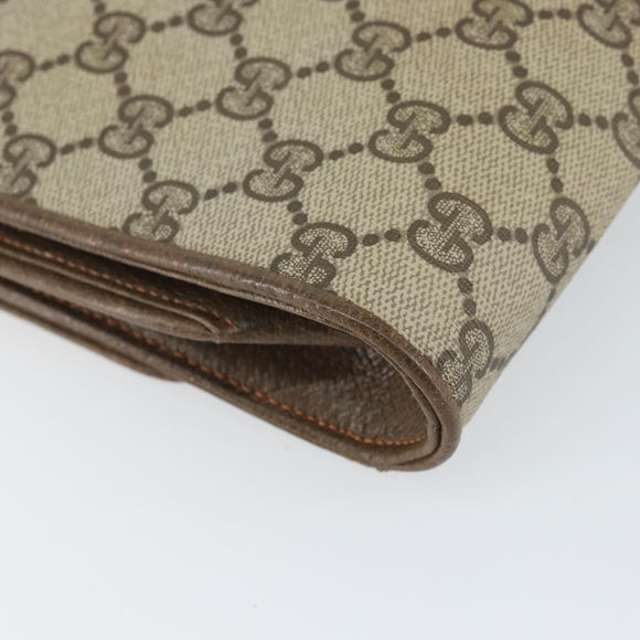 GUCCI GG Supreme Clutch Bag Beige Gold 89 02 050 Auth bs29617