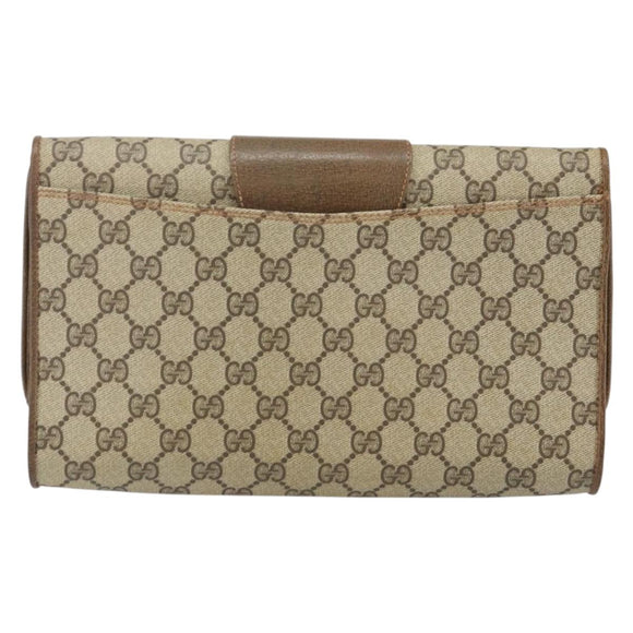 GUCCI GG Supreme Clutch Bag Beige Gold 89 02 050 Auth bs29617
