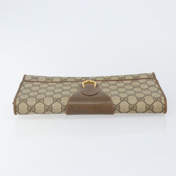 GUCCI GG Supreme Clutch Bag Beige Gold 89 02 050 Auth bs29617
