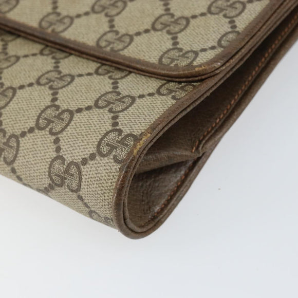 GUCCI GG Supreme Clutch Bag Beige Gold 89 02 050 Auth bs29617