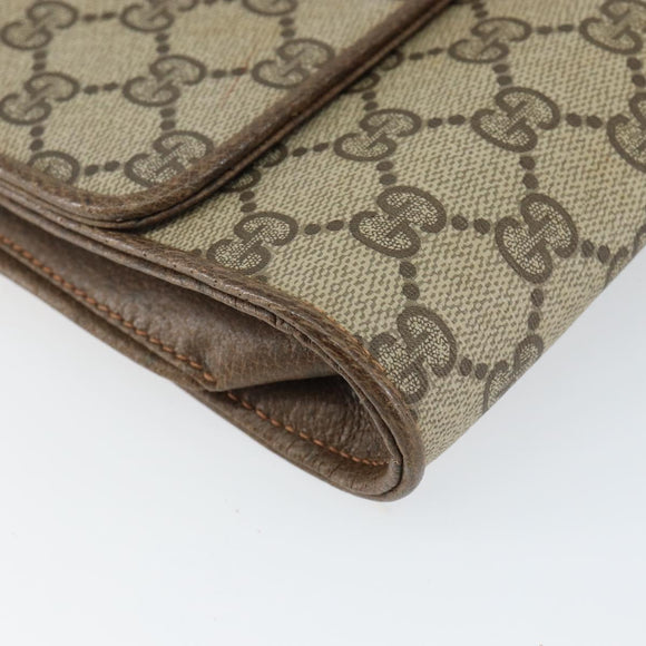 GUCCI GG Supreme Clutch Bag Beige Gold 89 02 050 Auth bs29617