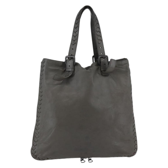 BOTTEGA VENETA INTRECCIATO Tote Bag Leather Gray Auth bs29618