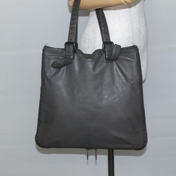 BOTTEGA VENETA INTRECCIATO Tote Bag Leather Gray Auth bs29618