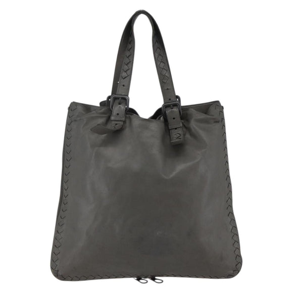 BOTTEGA VENETA INTRECCIATO Tote Bag Leather Gray Auth bs29618
