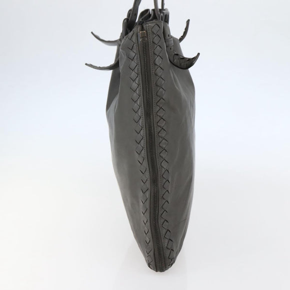 BOTTEGA VENETA INTRECCIATO Tote Bag Leather Gray Auth bs29618