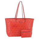 FENDI Tote Bag Punching Leather Orange Gold Auth bs29620-1