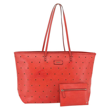 FENDI Tote Bag Punching Leather Orange Gold Auth bs29620