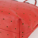 FENDI Tote Bag Punching Leather Orange Gold Auth bs29620-9