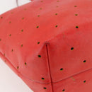 FENDI Tote Bag Punching Leather Orange Gold Auth bs29620-14