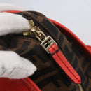 FENDI Tote Bag Punching Leather Orange Gold Auth bs29620-10