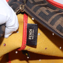 FENDI Tote Bag Punching Leather Orange Gold Auth bs29620-20