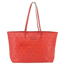 FENDI Tote Bag Punching Leather Orange Gold Auth bs29620-13