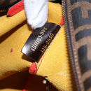 FENDI Tote Bag Punching Leather Orange Gold Auth bs29620-12