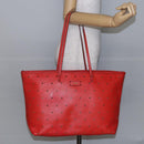 FENDI Tote Bag Punching Leather Orange Gold Auth bs29620-24