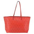 FENDI Tote Bag Punching Leather Orange Gold Auth bs29620-2