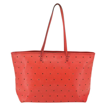FENDI Tote Bag Punching Leather Orange Gold Auth bs29620 - 0