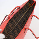 FENDI Tote Bag Punching Leather Orange Gold Auth bs29620-6