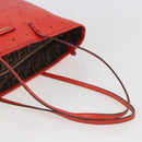 FENDI Tote Bag Punching Leather Orange Gold Auth bs29620-7