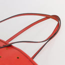 FENDI Tote Bag Punching Leather Orange Gold Auth bs29620-8